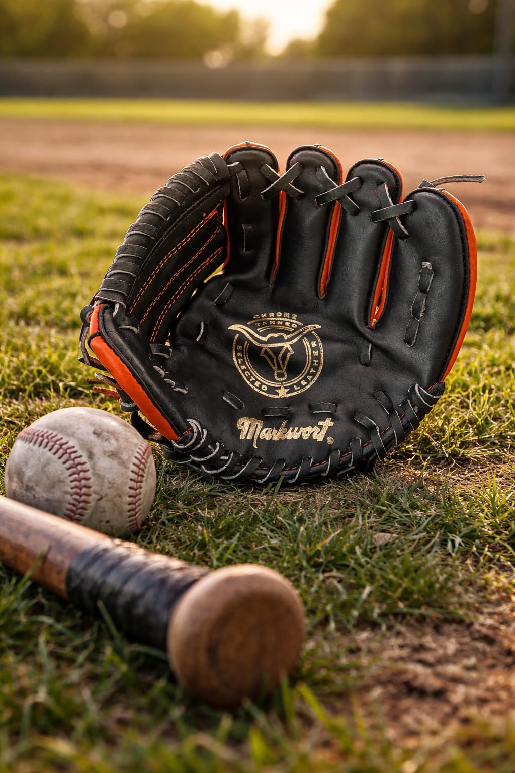 Markwort T-Ball Guante de béisbol, Unisex-Teen, Naranja, Negro, 9"