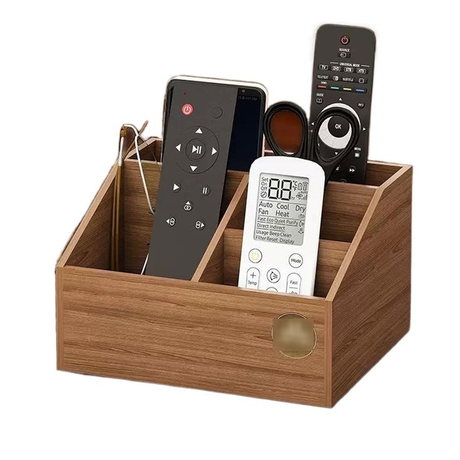 Porta Telecomandi Porta telecomando TV in legno con 4 scomparti, portaoggetti, scatola porta telecomando, porta accessori multimediali, organizer da scrivania Organizer per portaoggetti da scrivania