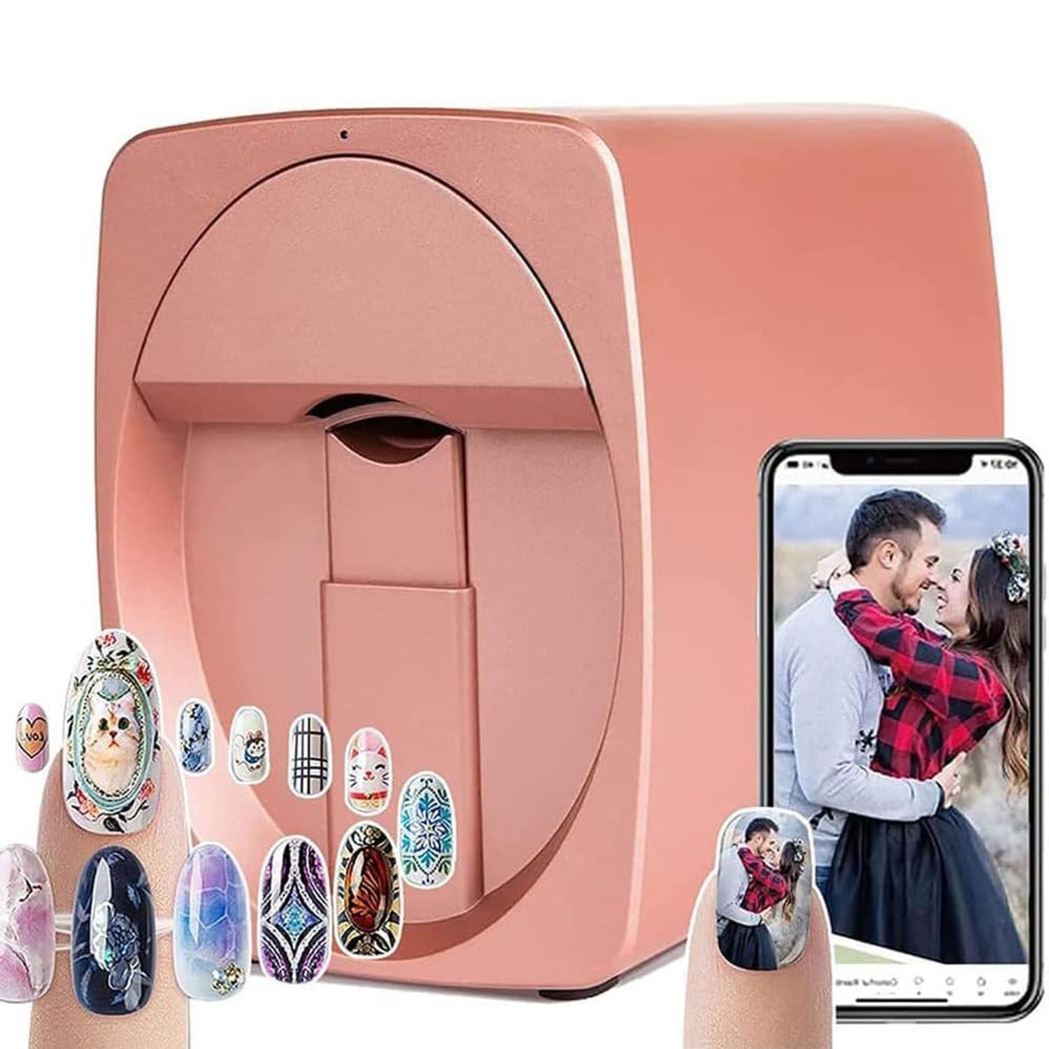 Mini Stampante Unghie Stampante Unghie Professionale 3D Macchina da Stampa Portatile, Piccola Stampante per Smalto Fotografico Digitale 3D er Studio di Unghie/Manicurista,Rosegold