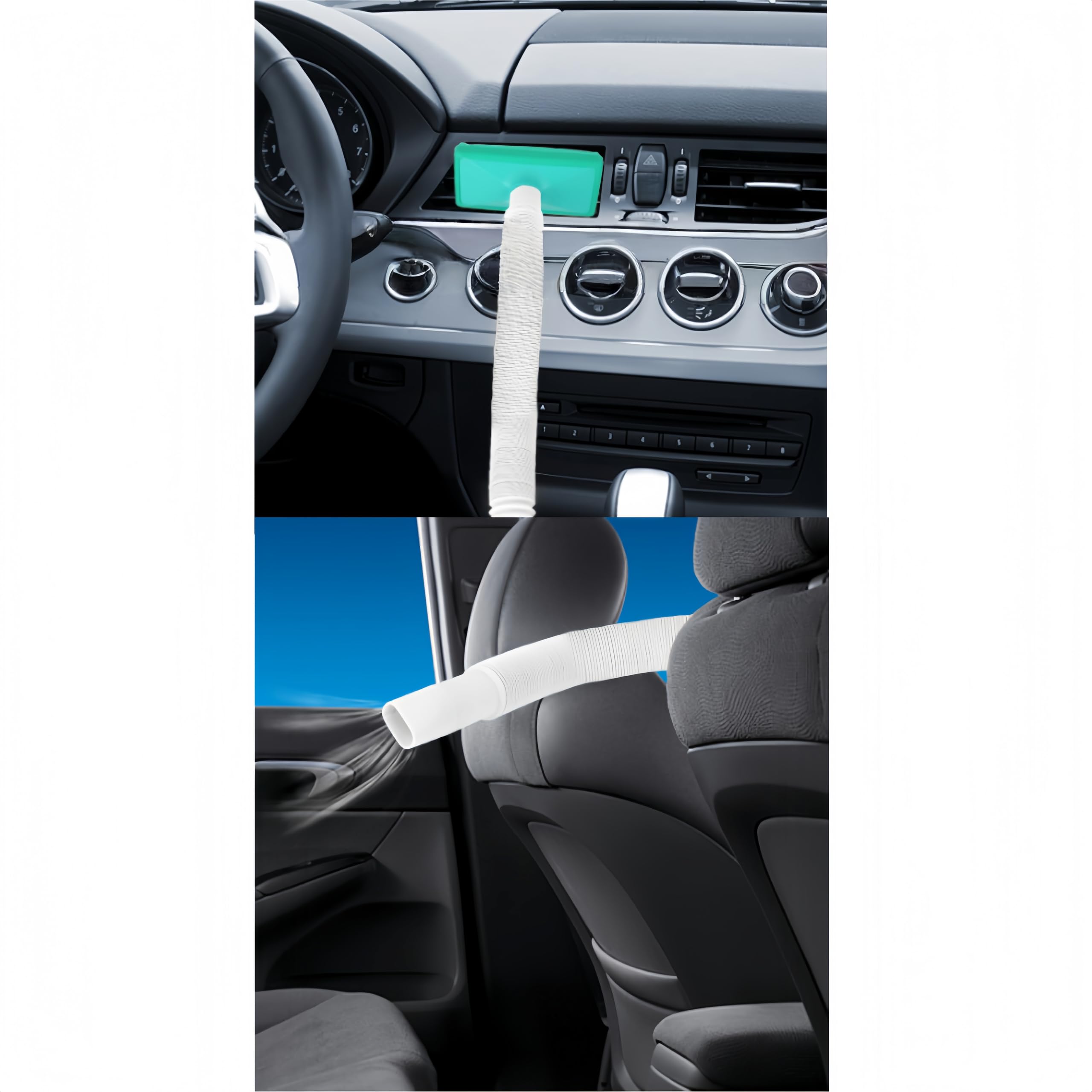 Aria Condizionata Per Auto - Tubo Prolunga Bocchetta 85/157cm per Cani in Auto, Tubo Flessibile Estensibile Condizionatore Universale ，Prolungatore Sfiato Aria Fredda Posteriore (Bianco, 157)