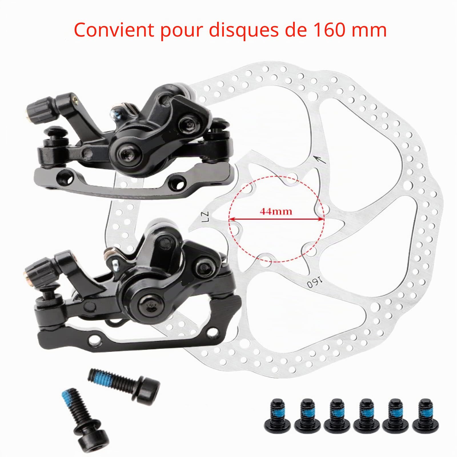 Kit de freins à disque pour vélo universel, frein à disque hydraulique CNC, comprend un disque de frein avant, un disque de frein de 160 mm et des vis, avant/arrière, utilisé pour VTT, BMX, vélos
