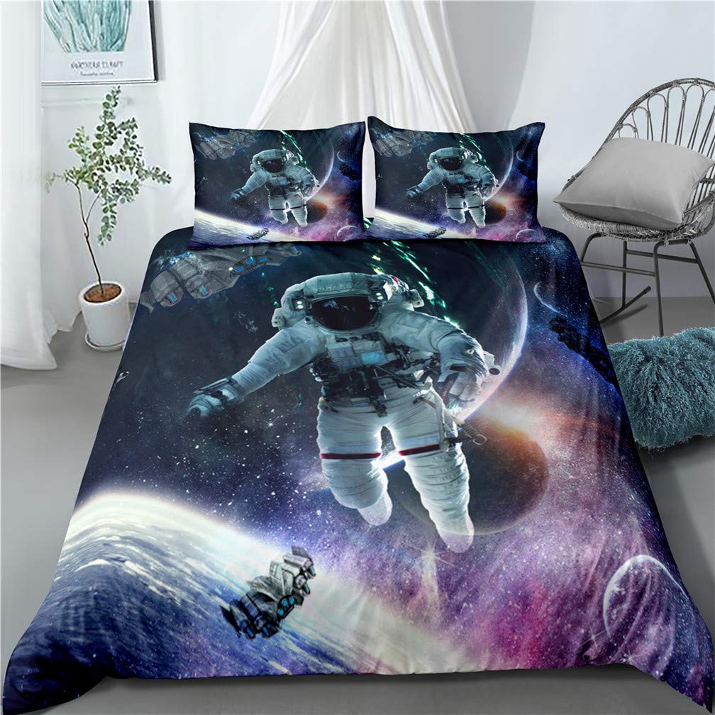 Copripiumino Spaziale Fosforescente - Singolo 140x200cm, Galaxy E Pianeti, Illumina Al Buio - Foto 13