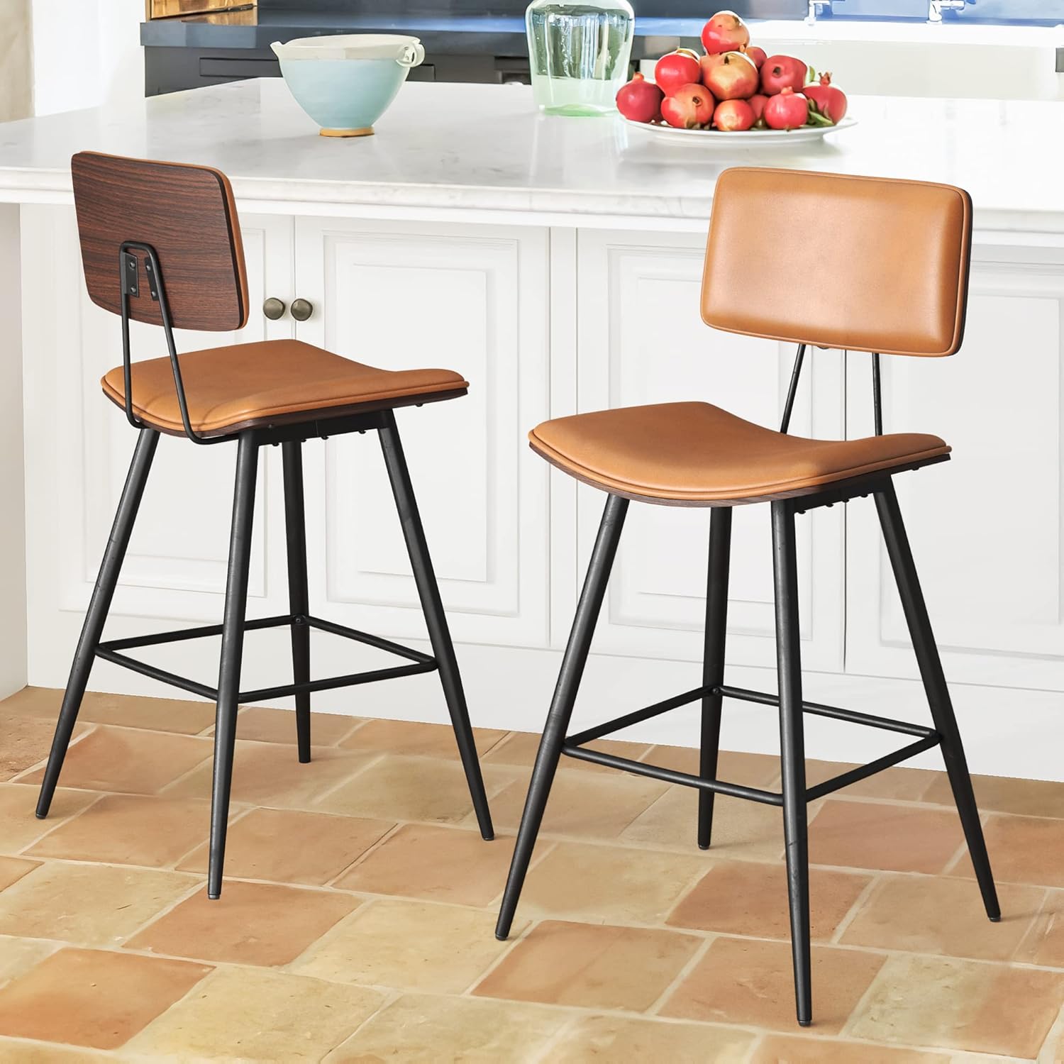 Cozyman Bentwood Counter Height Bar Stool Set of 2, Whiskey