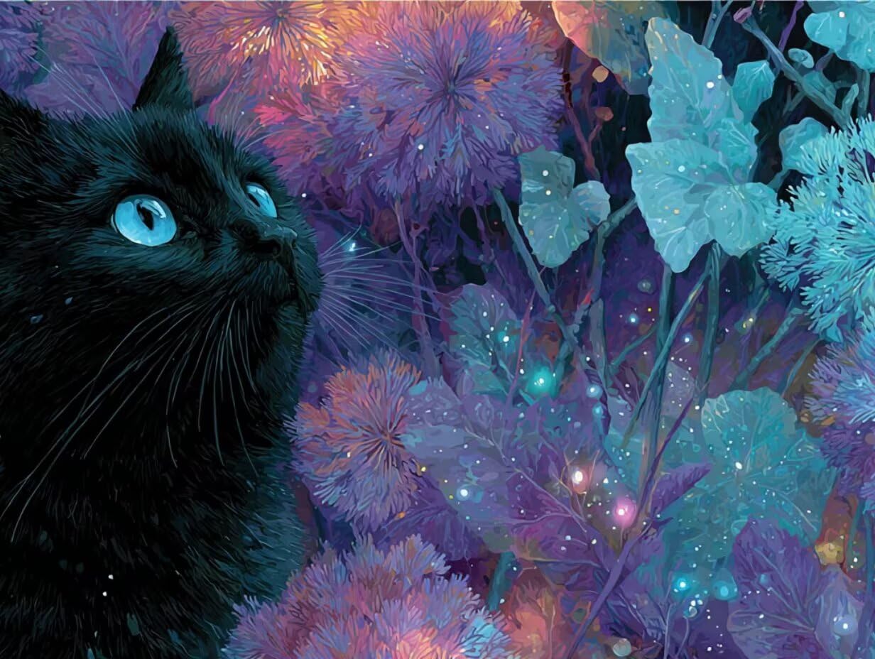 Puzzle de 4000 para Adultos, Gato Negro De Flores, Clásicos YHPGL7-368