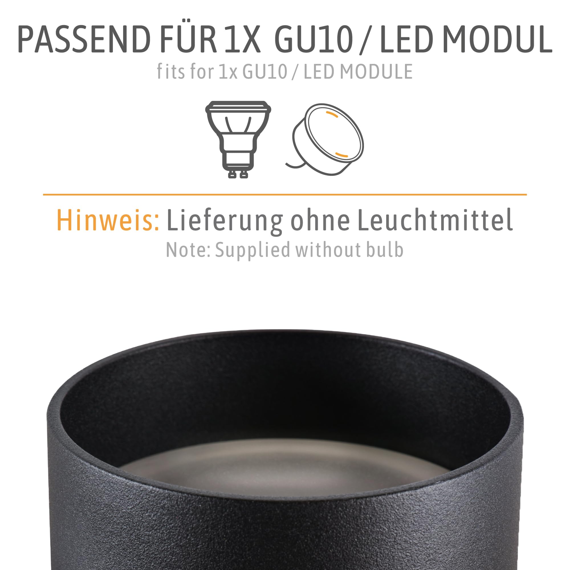 SSC-LUXon Sudara Einbauspot 4 Stück schwarz indirekt | Vier Design-Deckenspots schwarz mit indirektem Up-Down-Licht - für Flur & Wohnzimmer, GU10 oder LED-Modul (ohne Leuchtmittel)