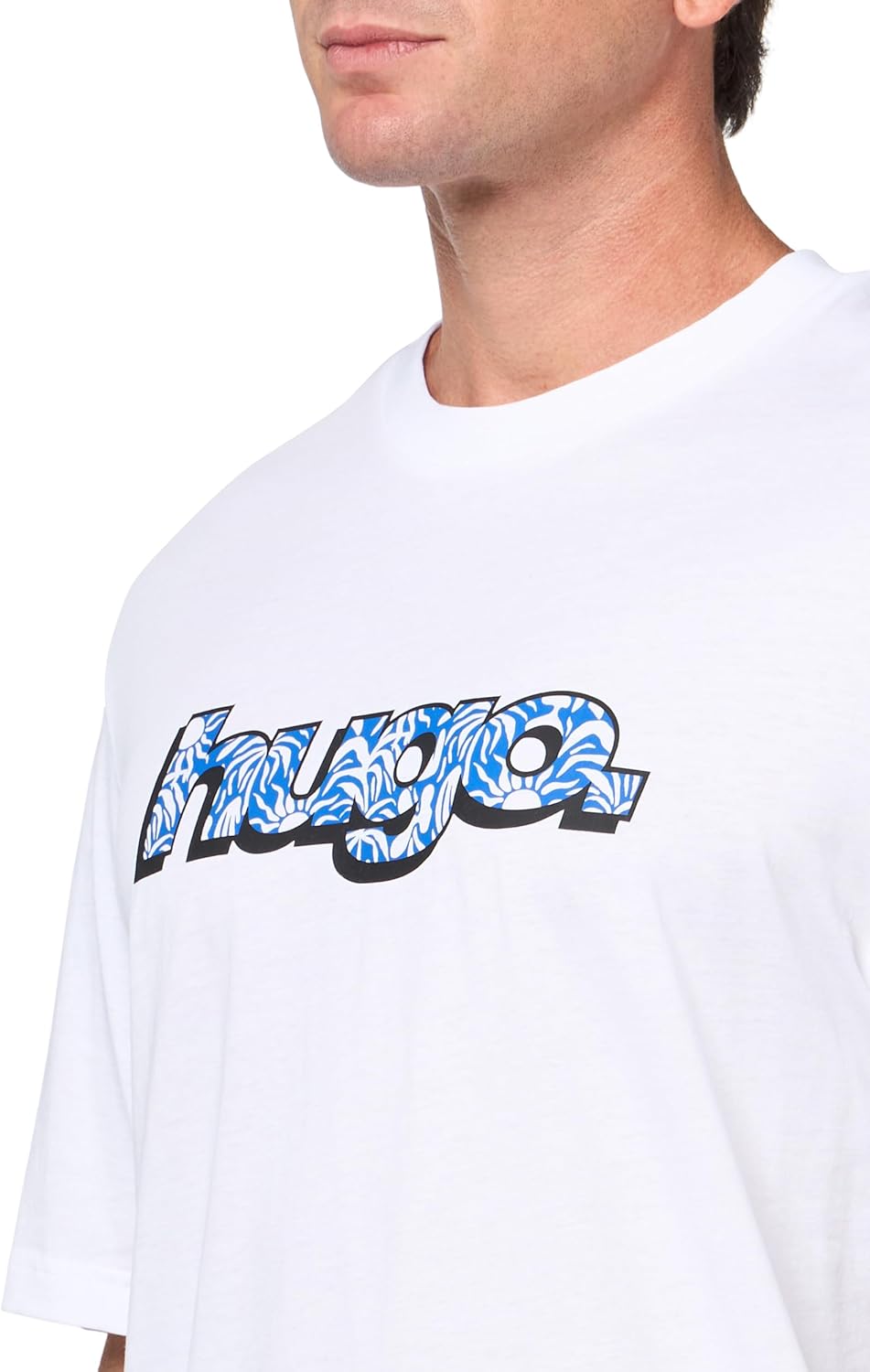 Hugo Mens Wavy Logo Cotton T-Shirt - Image 2