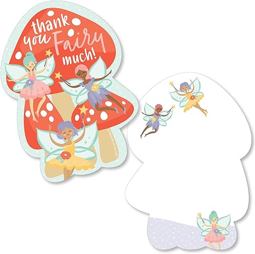 Big Dot of Happiness Let's Be Fairies - Tarjetas de agradecimiento en forma de jardín de hadas, tarjetas de agradecimiento para fiesta de cumpleaños