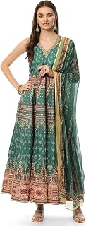 BIBA Women Art Silk Flared Kurta Legging Suit Set