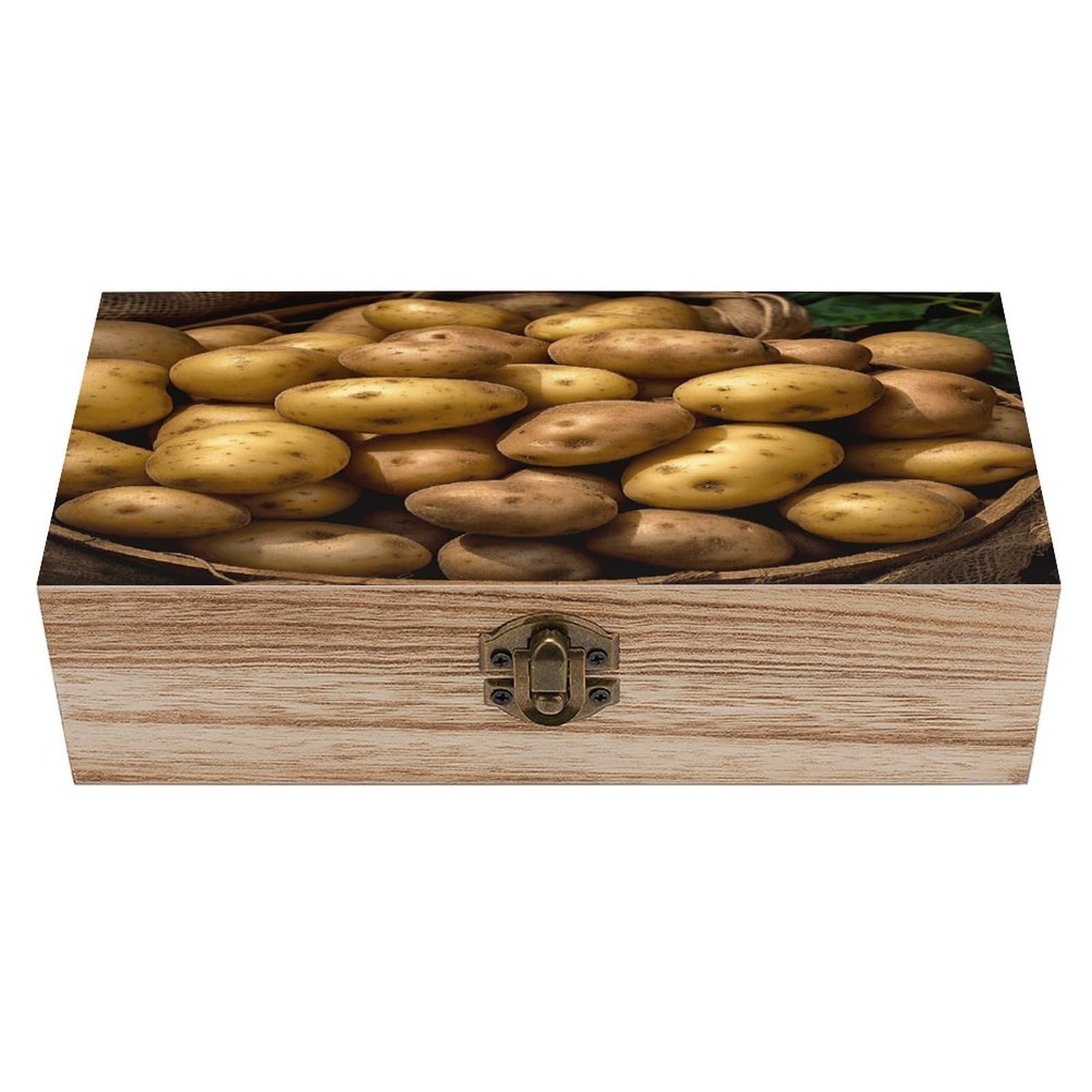 VstaDank Garden Potatoes Wooden Storage Box Wooden Keepsake Box with Hinged Lid Exquisite Solid Wood Decorative Jewelry Case Memory Box for Jewelry Photos Letters Crafts Trinkets