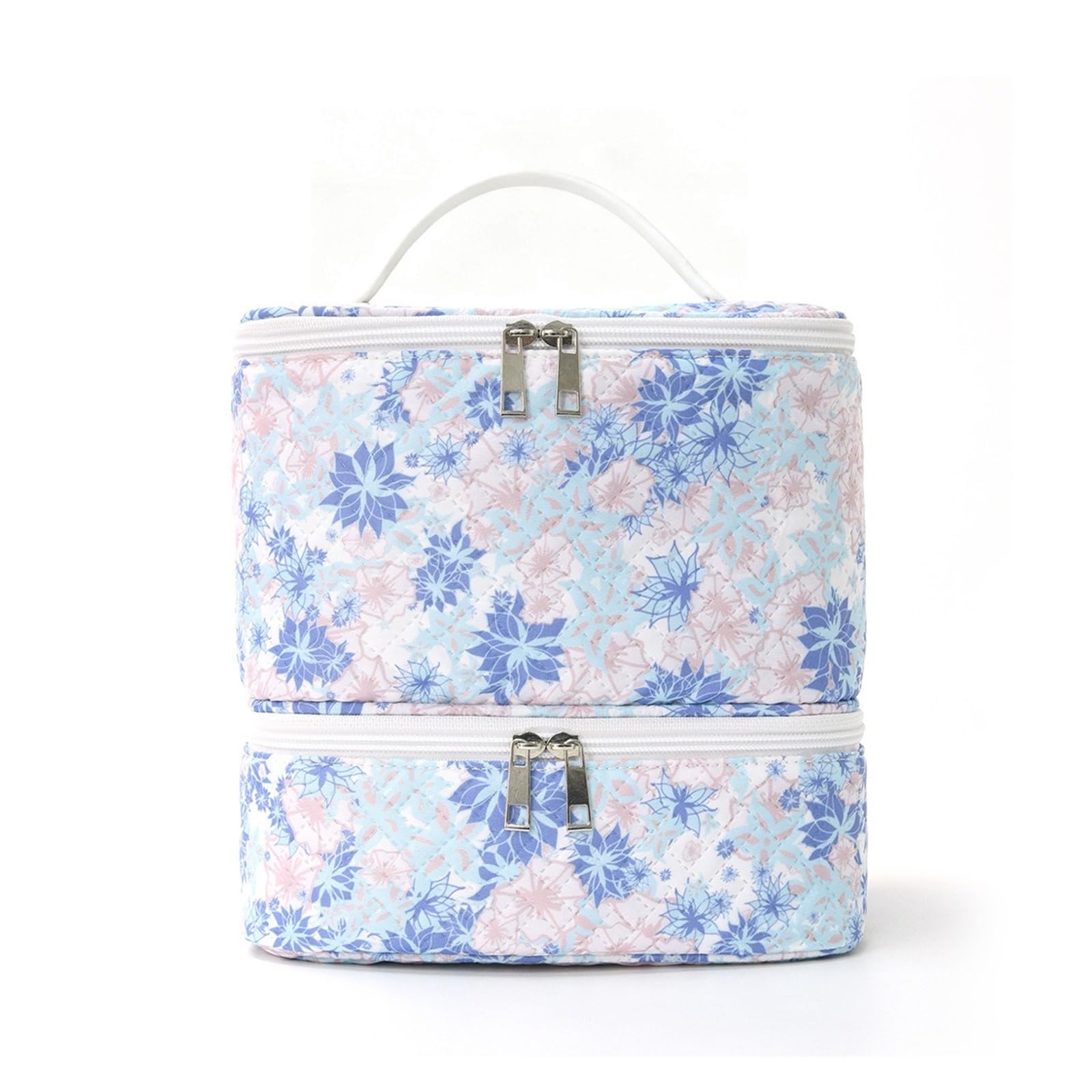 Bolsa Maquillaje Bolsa de Almacenamiento de Maquillaje de Gran Capacidad Bolsa de Maquillaje Estampada Acolchada de Doble Capa