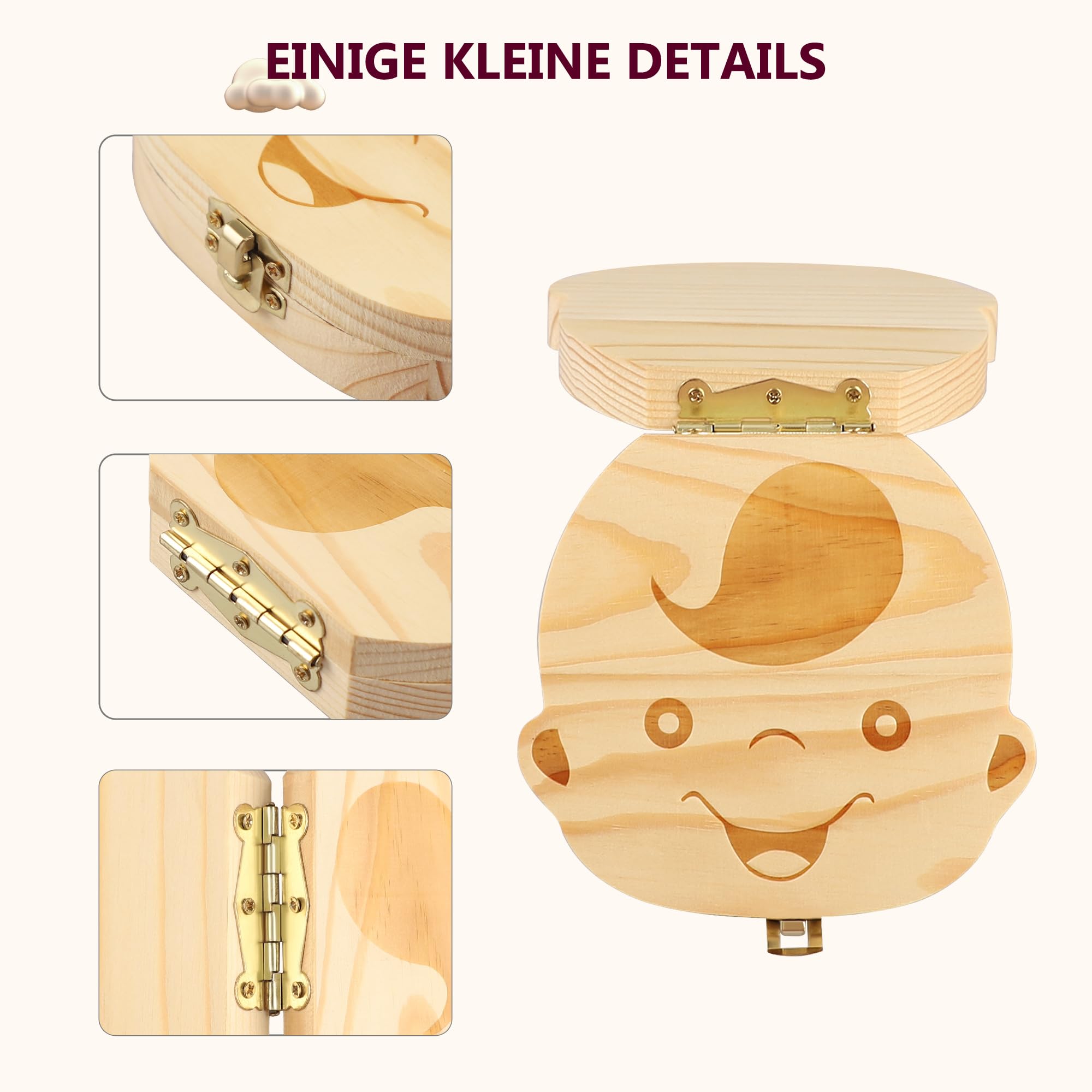 Boîte à Dents De Lait En Bois Et Acrylique – Avec Fenêtre Transparente – 20 Emplacements – Idéale Pour Garder Les Dents De Bébé – Cadeau Baptême, Anniversaire