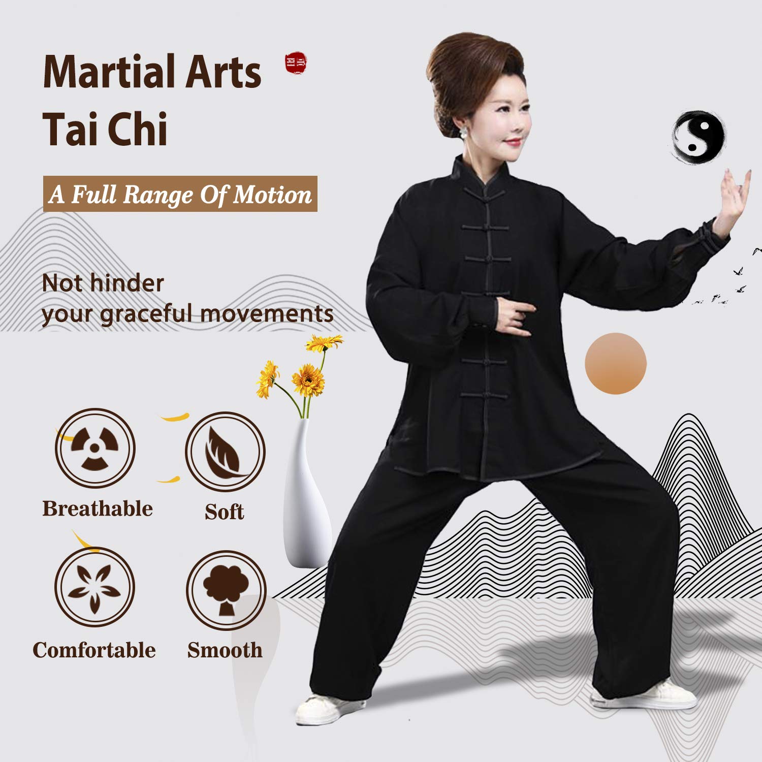 BBLAC 2KEY Uniformes tradicionales chinos para Tai Chi y Wing Chun de seda de leche