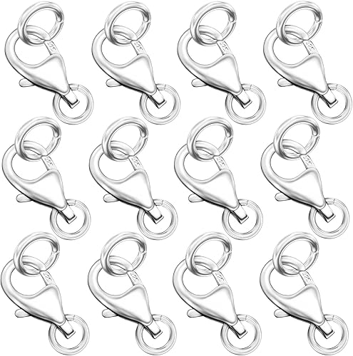 Miniatura 7 de OHINGLT Cierre de pinza de langosta de plata de ley 925 con anillos de salto cerrados, cierres de collar y cierres adecuados para hacer joyas,