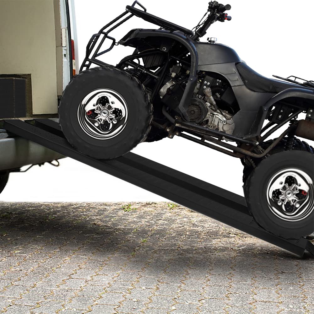 LZQ 2 rampas de acceso de acero galvanizado, 400 kg, 135 x 23 x 4,5 cm, color negro, superficie antideslizante, riel de carga, rampa de remolque para motocicleta, ATV, quad, coche