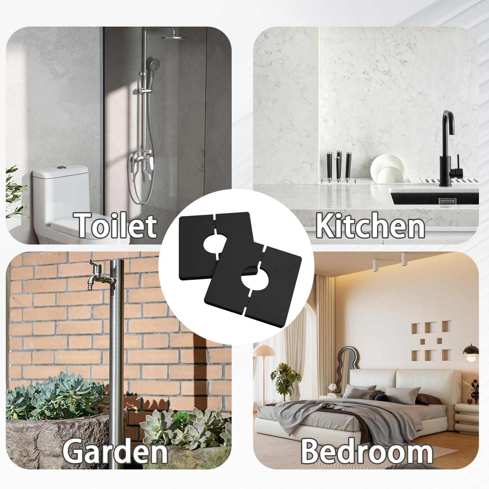 2Piezas Embellecedor Grifo Ducha Decorativa 33mm Cubierta Decorativa para Ducha Cubierta Cuadrada de PVC Autoadhesiva para Grifos para Cubrir Cables, Grifos, Tuberías y Agujeros en Las Paredes