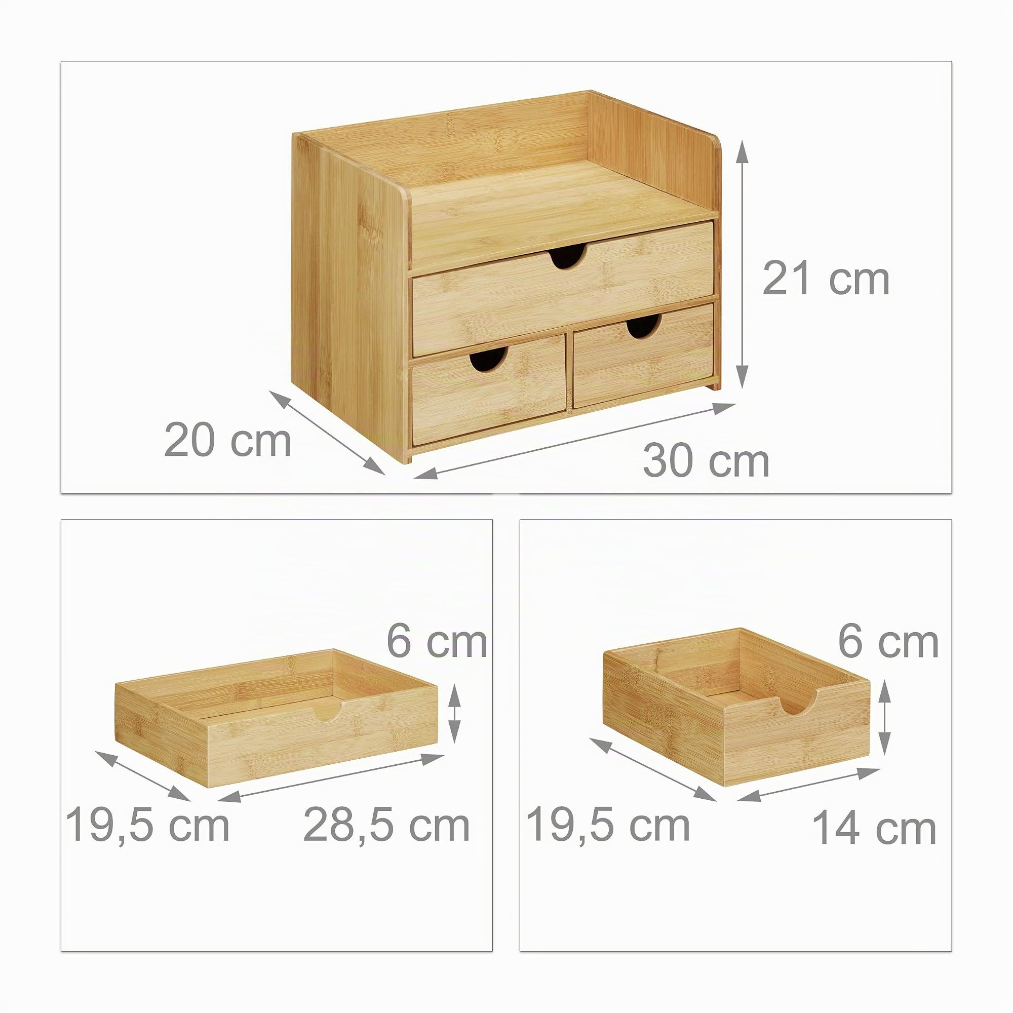 Relaxdays Desk Organizer, Portaoggetti in Bambù, Portaoggetti per Cancelleria, Organizer Scrivania, Legno Naturale