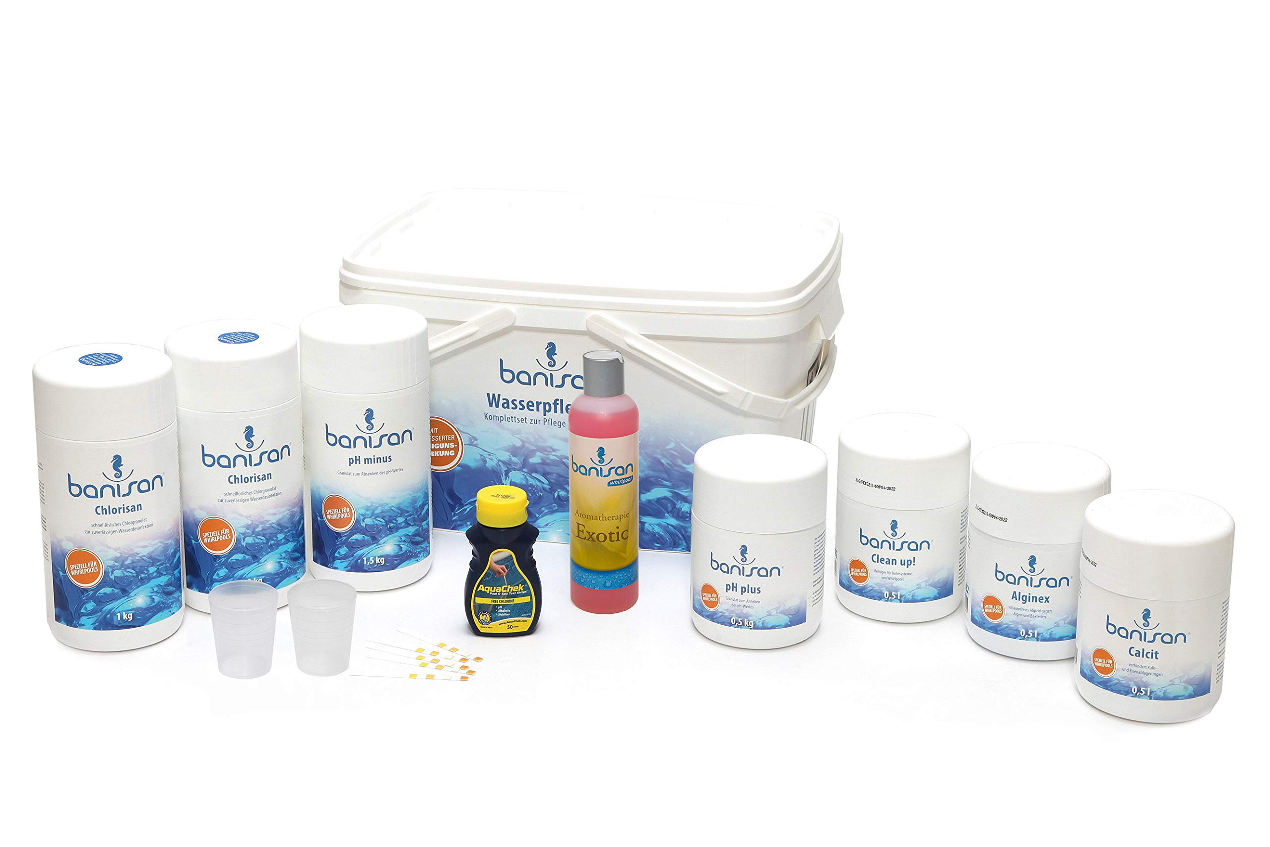 POWERHAUS24 11teiliges Banisan Wasserpflege-Set Erstausstattung Whirlpool mit individuellem Badezusatz-Exotic