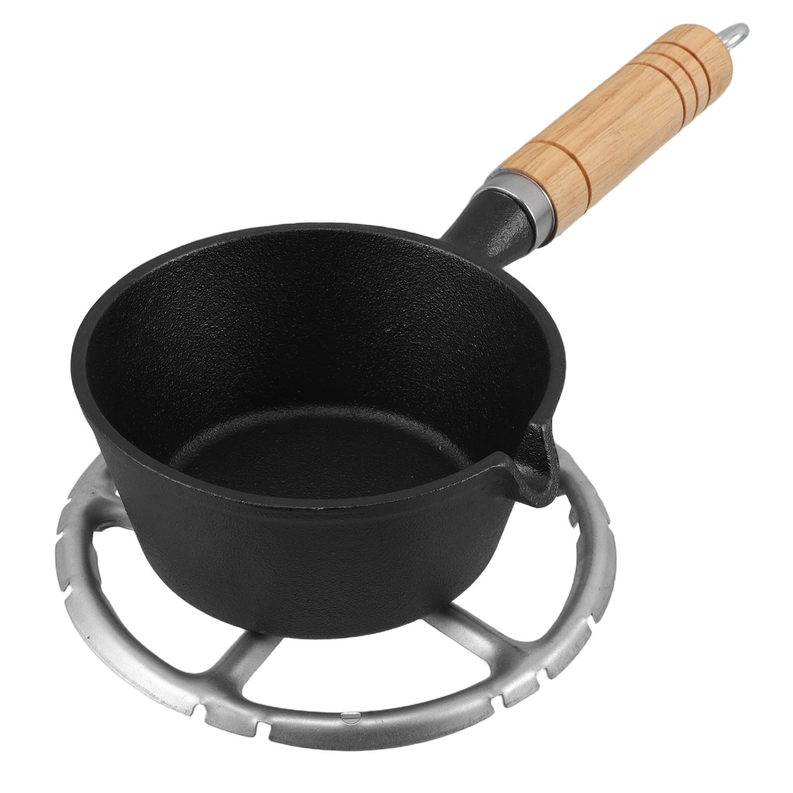 Kleiner Gusseisenpfanne 13cm mit Ergonomischem Holzgriff für Herd und Induktion Leicht zu Reinigen Butterpfanne und Schmelztiegel für Hausgebrauch