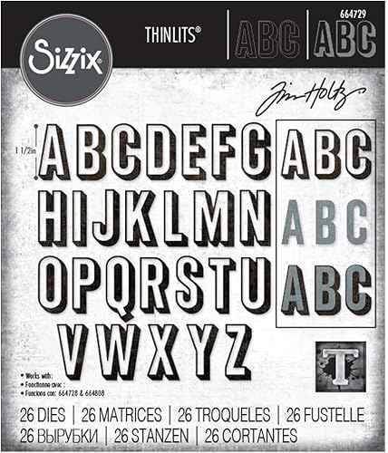Miniatura 3 de Sizzix Tim Holtz - THINLITS DIE ALPHA UPPR, Alfanumérico, Sombra Superior