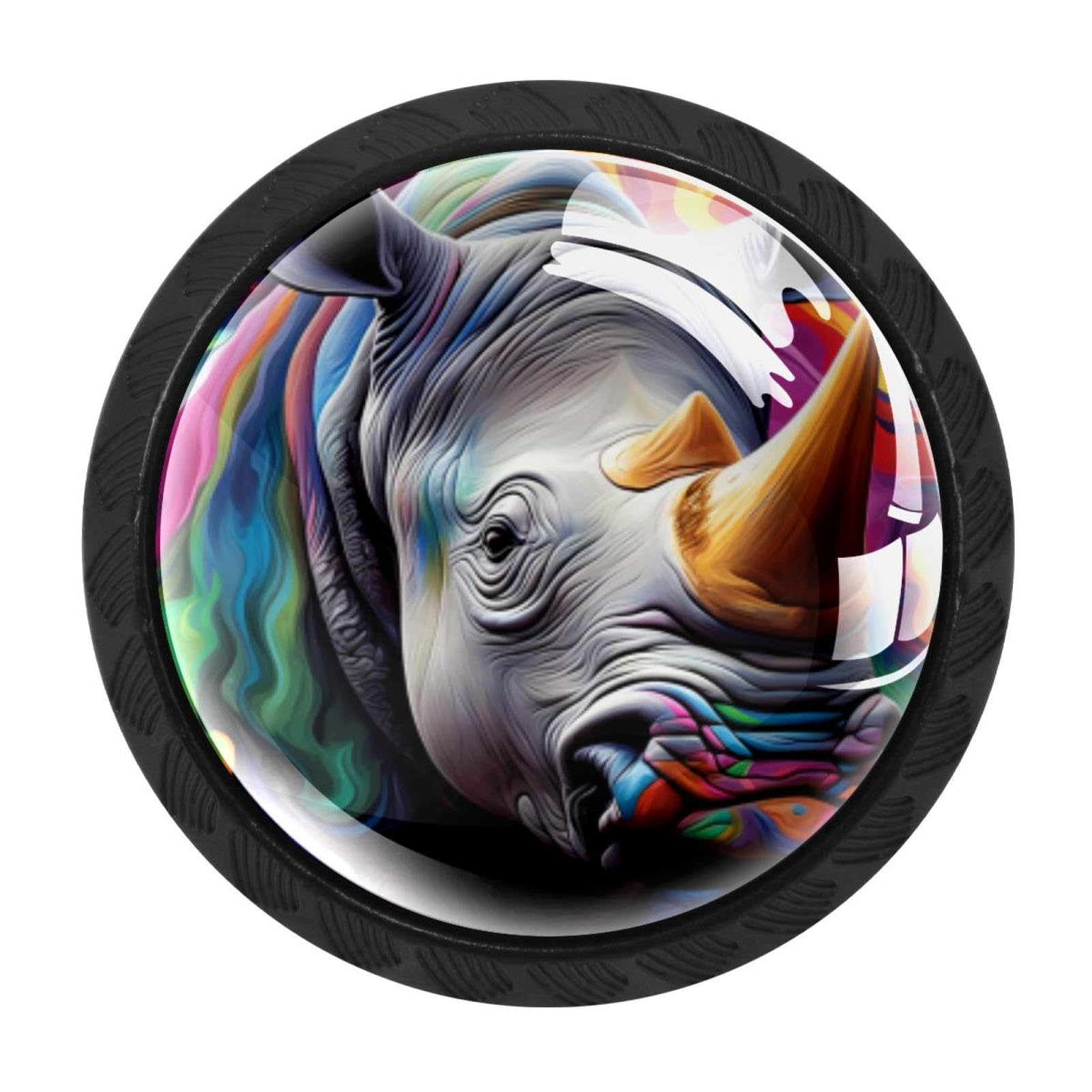 Chenzzzz Multicolored 06 Rhinoceros Drawer Knobs 4 Pack Crystal Dresser Knobs 35Mm Glass Cabinet Knobs For Home Office Bathroom