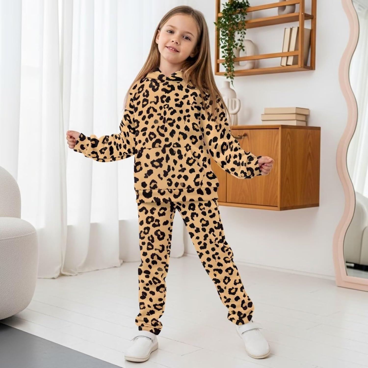 Pensura Boys Girls Fashion Clothes 2pcs Long Sleeve Hoodie Sweatshirt and Cargo Jogger Pants with Pockets