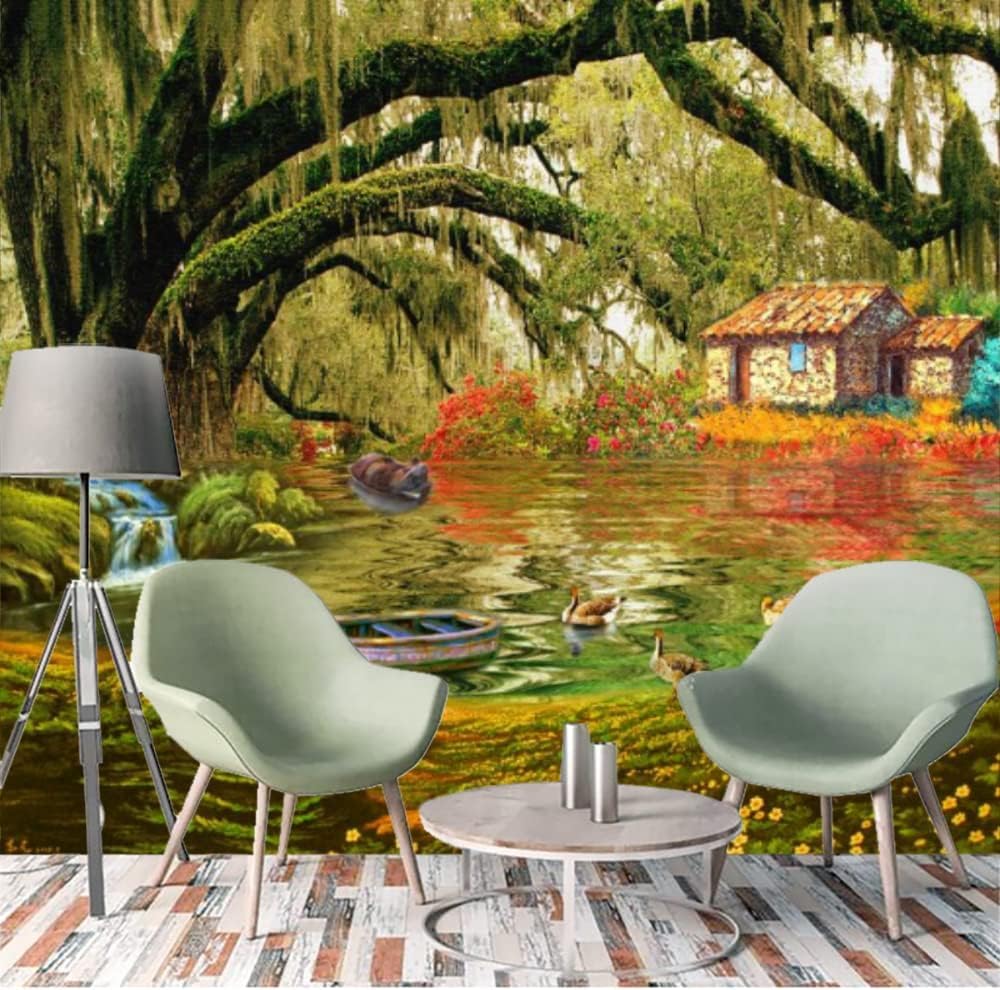 Peinture murale auto-adhésive 3D paysage arbres et papier peint autocollant
