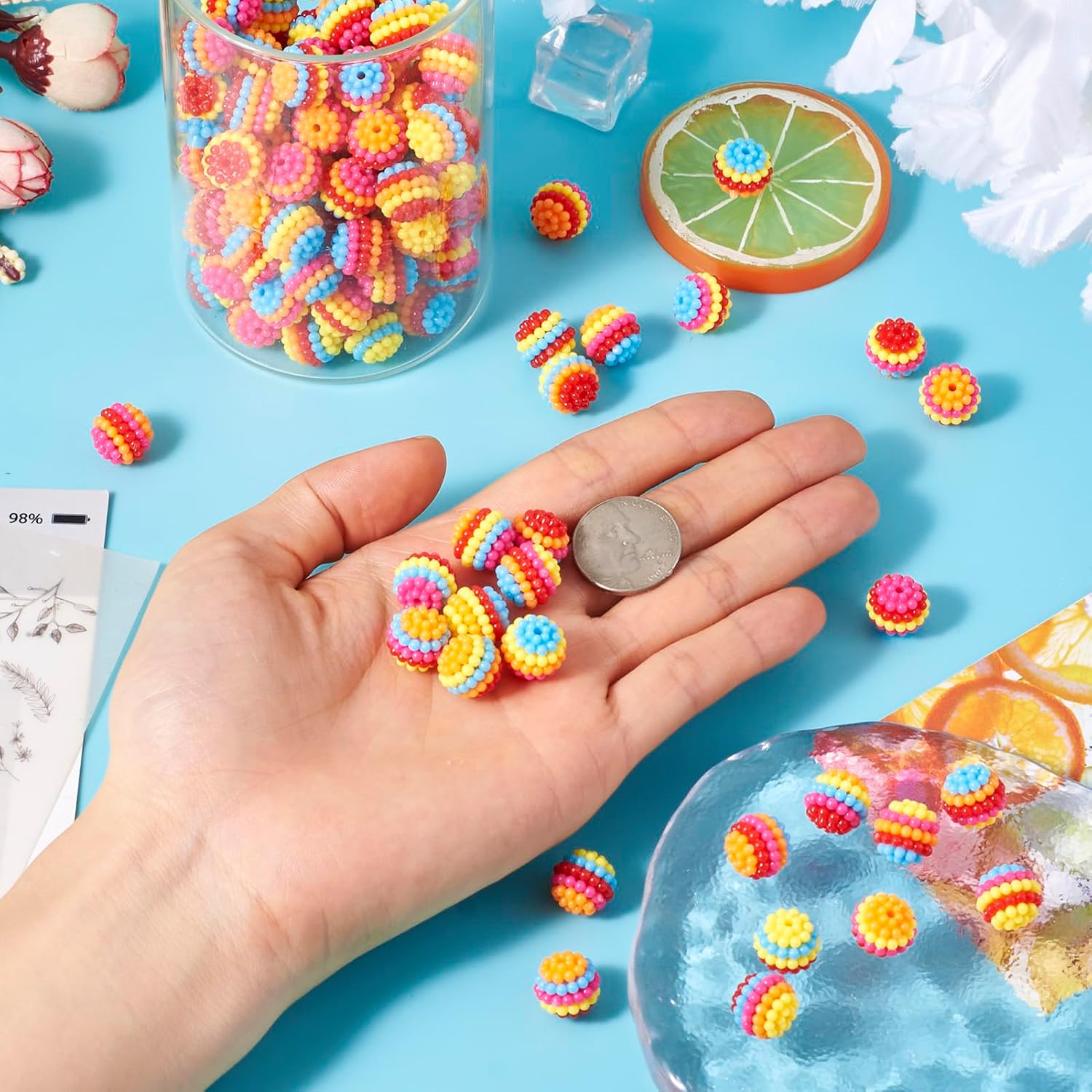 Pearlized Bubblegum Beads Cheriswelry 150Pcs 12mm Rainbow Beads Round Chunky Gumball Beads for Bracelet Necklace Keychain DIY Jewelry Making Party Decoration - Image 5