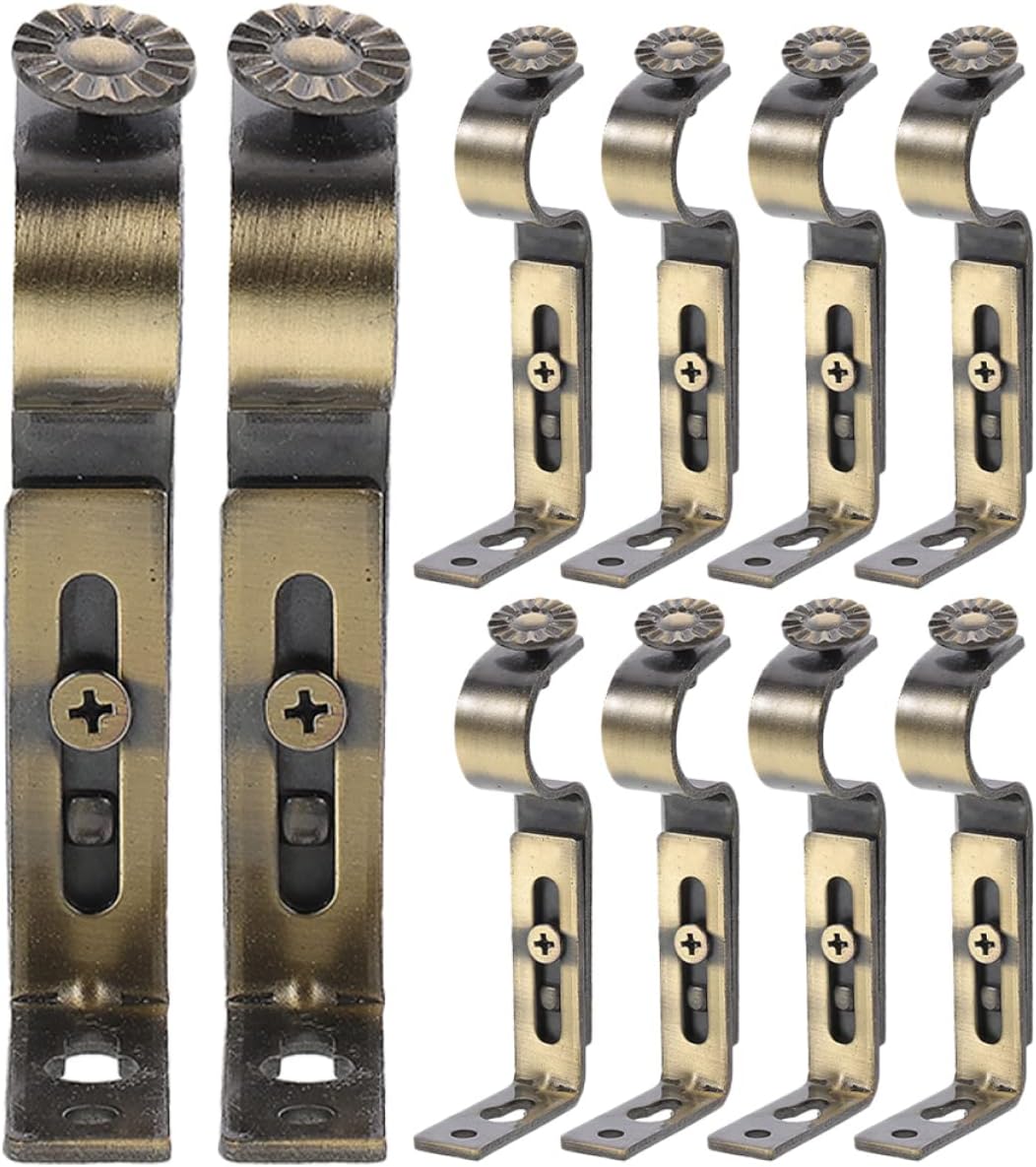 Cabilock 10pcs Curtain Rod Brackets Heavy Duty Wall Mount Holders for Drapery Rods Smooth Finish Easy Installation for Living Room Bedroom Kitchen
