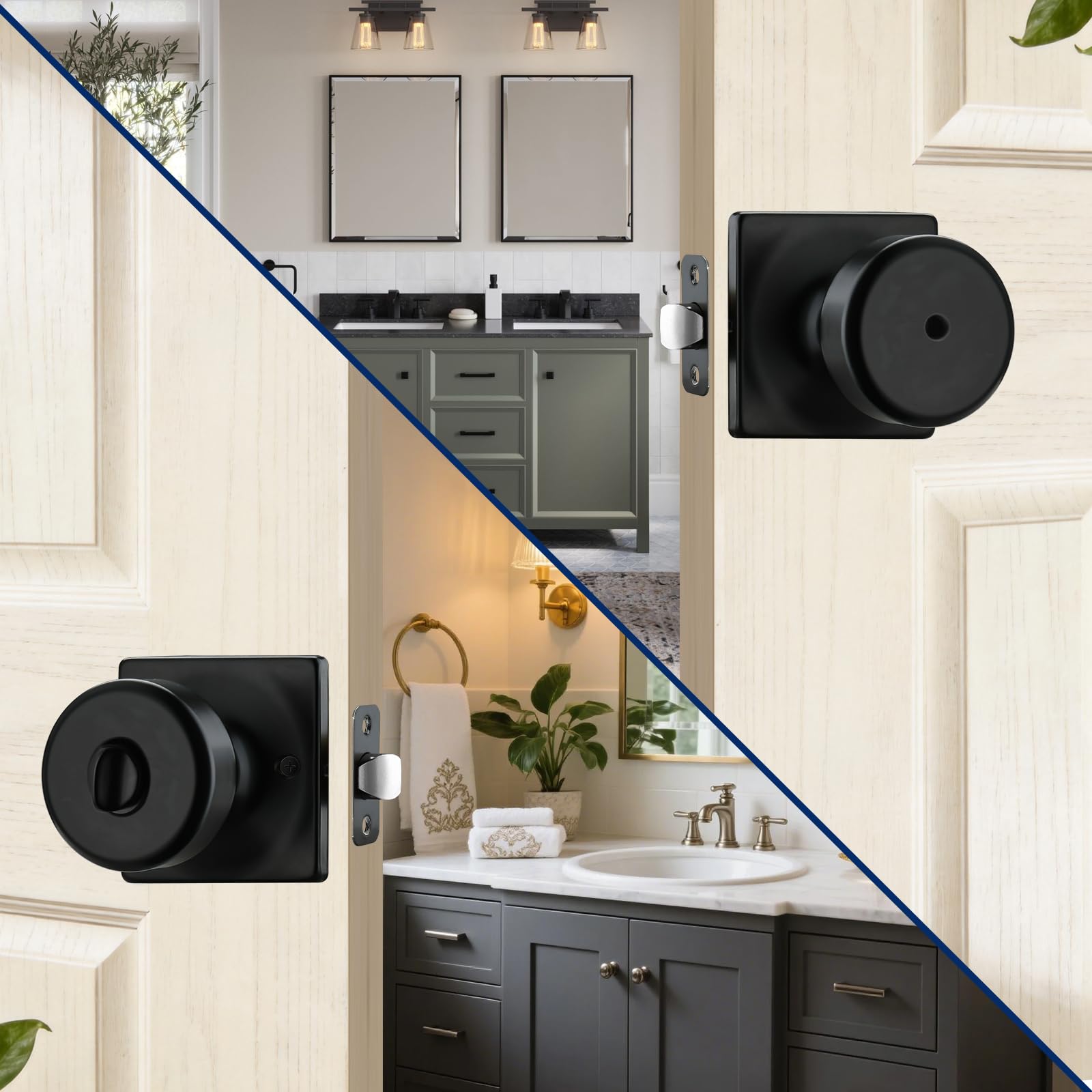 Black Door Knobs - 6 Pack Privacy Knobs -4
