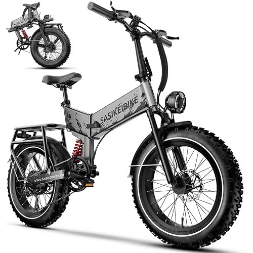 SASIKEIBIKE 1500W Electric Bike for Adults Full Suspension,48/52v 20AH Electric Dirt Bike with 20" x 4.0 Fat Tire, Max 30+MPH & 70 Miles Electric Bicycle, Ebike for Snow, Mountains, Road UL Certified