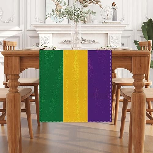 Miniatura 2 de Jiudungs Linen Mardi Gras Camino de mesa de 717in de largo decoración de mesa Mardi Gras de Nueva Orleans Mardi Gras Brasil decoración de carnaval y