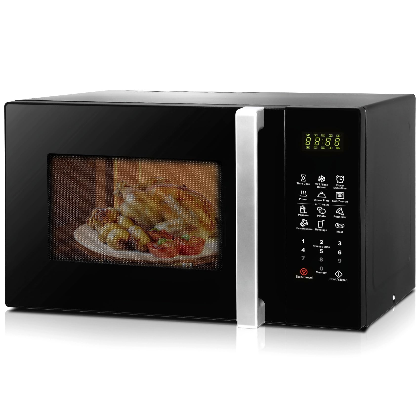Smad Combination Microwave Oven 25L, Grill 1000W, 900W Microwave Oven with Turntable and Baking Plate, 11 Power Levels, 9 Auto Menus, Defrost Function, Easy Clean, Children Lock