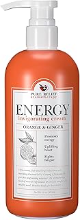 Pure Relief Energy Body Lotion Orange & Ginger Body Moisturizer Skin Care Cream Aromatherapy Lotion W/ Coconut Oil, Ginsen...