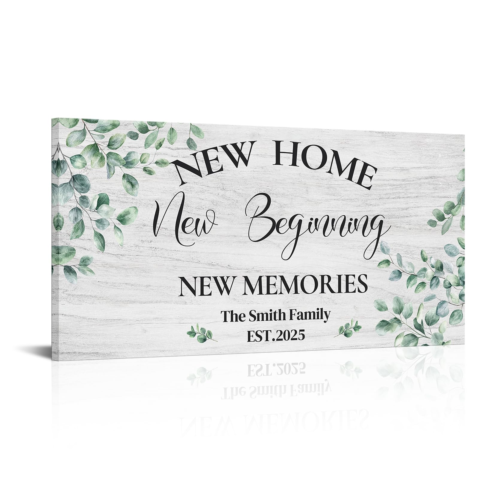 iLOOKLiKE Personalized New Home Sign with Family Names Wall Art New Beginnings New Memories Canvas Prints Custom Established Home Sign Poster