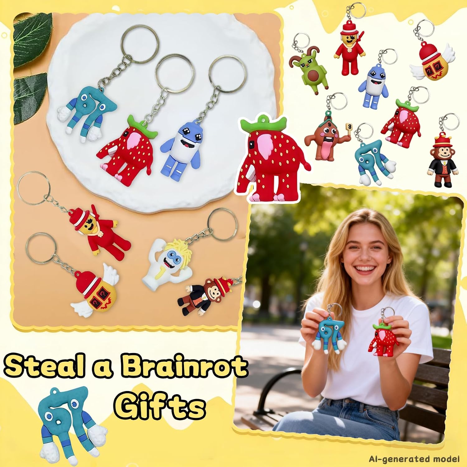 12 PCS Brainrot Keychain,Party Favors Goodie Bag Fillers