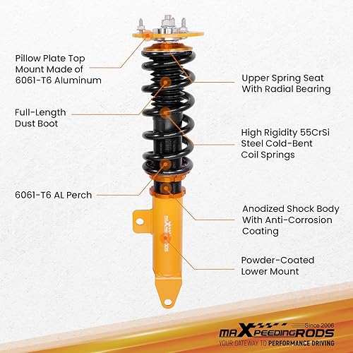 Miniatura 2 de maXpeedingrods Coilovers para Dodge Challenger SRT8 2008-2010, para cargador 2006-2010, kit de suspensión de coilover ajustable en altura, kits de