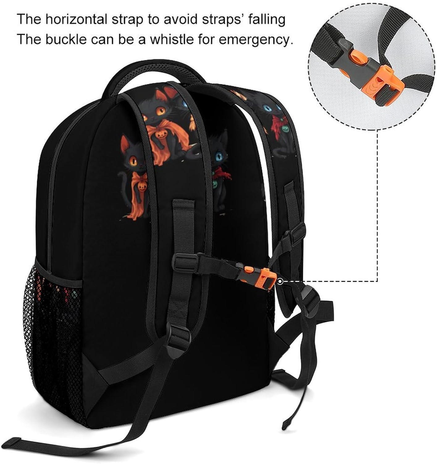 Halloween-cat Laptop Backpack Lightweight Travel Daypack Shoulder Bag for Men Women