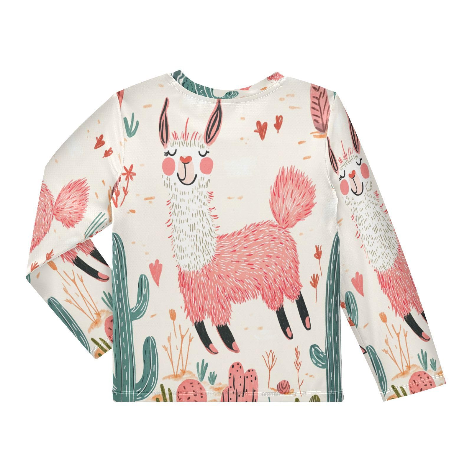 Llama Cactus Beige Rash Guard Shirt for Boys Sun Protection Shirt for Kids Toddlers UPF50+ 5-6T
