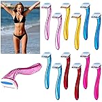 Honoson 12 Pcs Disposable Bikini Razors for Women Bikini Line Trimmer Shaver Small T Type Razor Durable Travel Accessories Pubic Hair Removal Beauty for Body Cosmetic Tool(Multicolor)