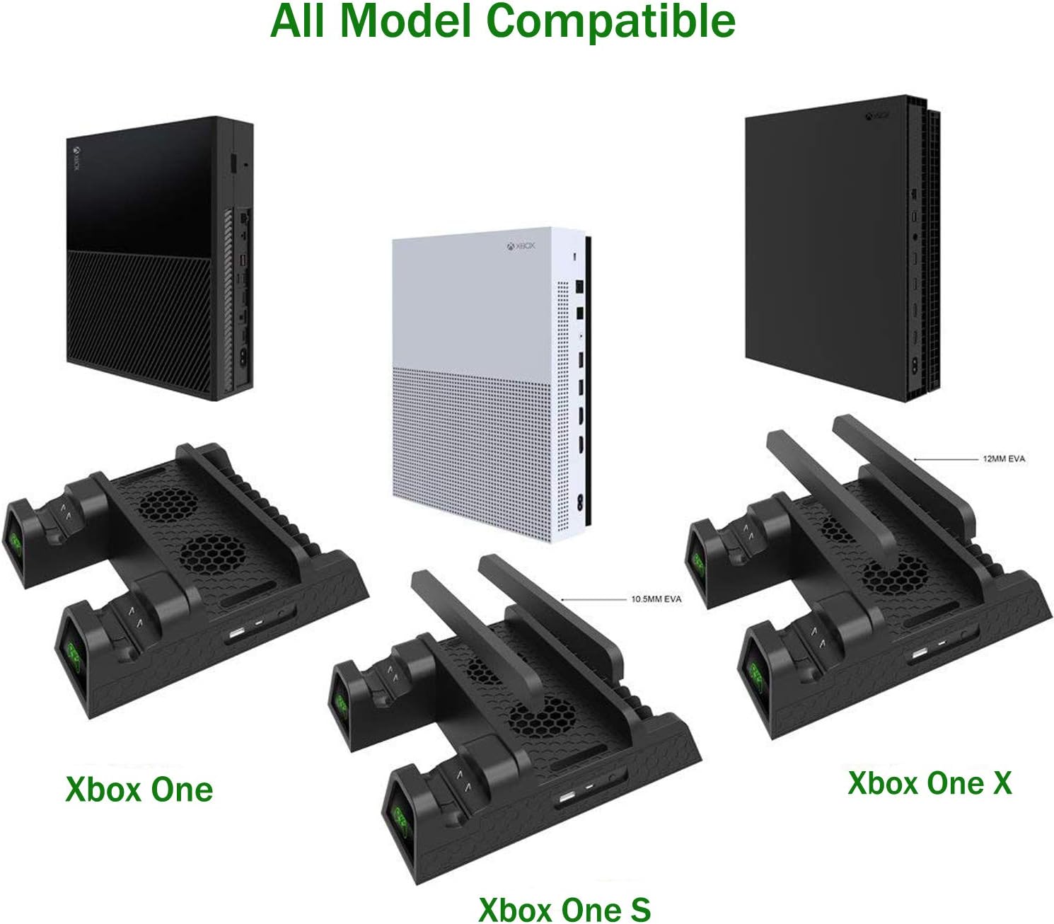 Vertical Cooling Stand, Megadream Xbox One Dual Controller Charging Docking Station Dock Cooler for Xbox One/ Xbox One S /Xbox One X Console & 2 Pack 600mAh Batteries & 12 Game Disc Storage : Video Games
