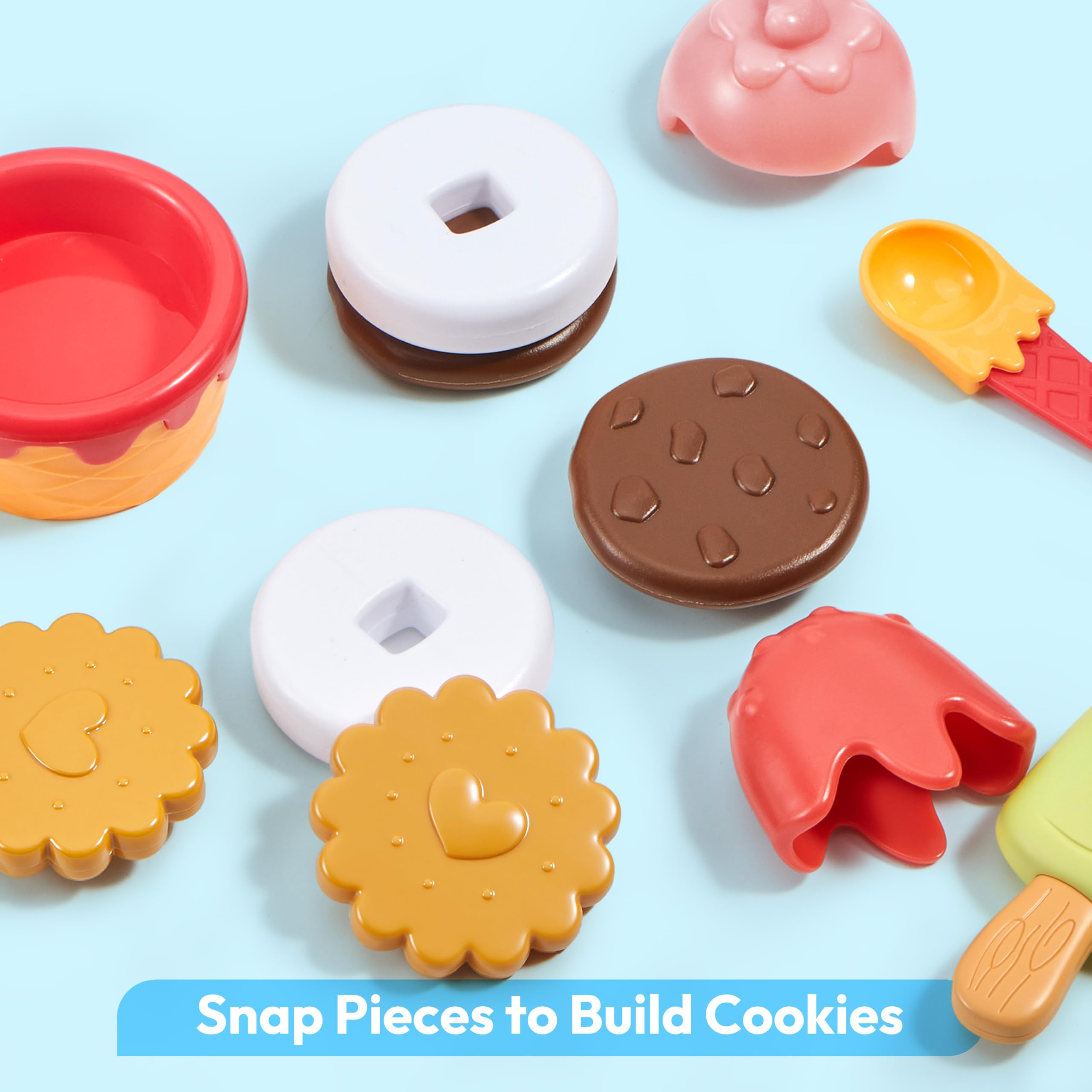 Ice Cream Play Food Pretend Toy for Role Play, Play Kitchen Accessories, Christmas Preschool Gifts for Girls Boys Kids Toddlers 3+