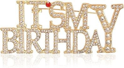 It's My Birthday Pin, Rhinestones Happy Birthday Brooch for Women Metal Shiny Lapel Pin Perfect for Celebrations Gifts Party Accessories