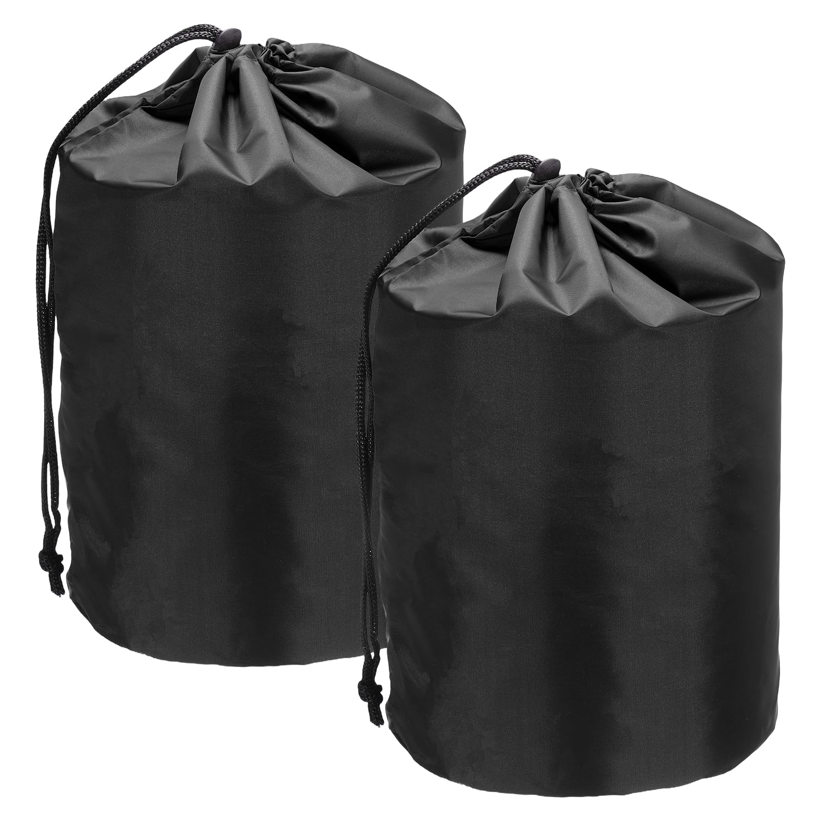 YELARXI Stuff Sack, Nylon Waterproof Storage Sacks Portable Drawstring Outdoor Products Ditty Bag Ultralight Dust Flap 9 x 16 Inch & 2Pcs & Black - Fit for (Camping/Traveling/Hiking)