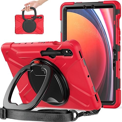 Miniatura 8 de Funda de rotación 360 para Samsung Galaxy Tab S9 de 11 pulgadas, funda resistente con anillo giratorio, soporte para hombro, correa de mano,