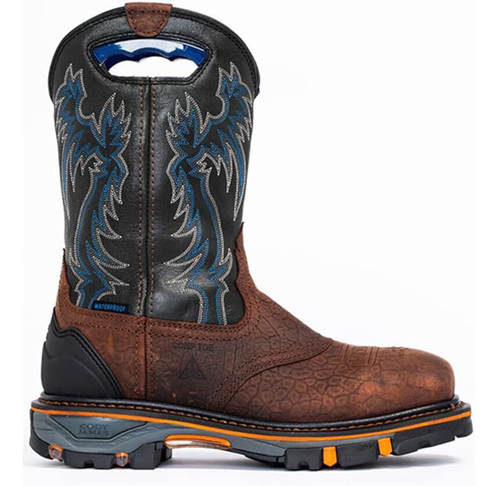 Stivali da Cowboy Western in Pelle con Punta Quadrata da Uomo Stivali da Lavoro Casual a metà Polpaccio Stivali Country Ricamati in Pelle Stivali Country Tradizionali Tradizionali