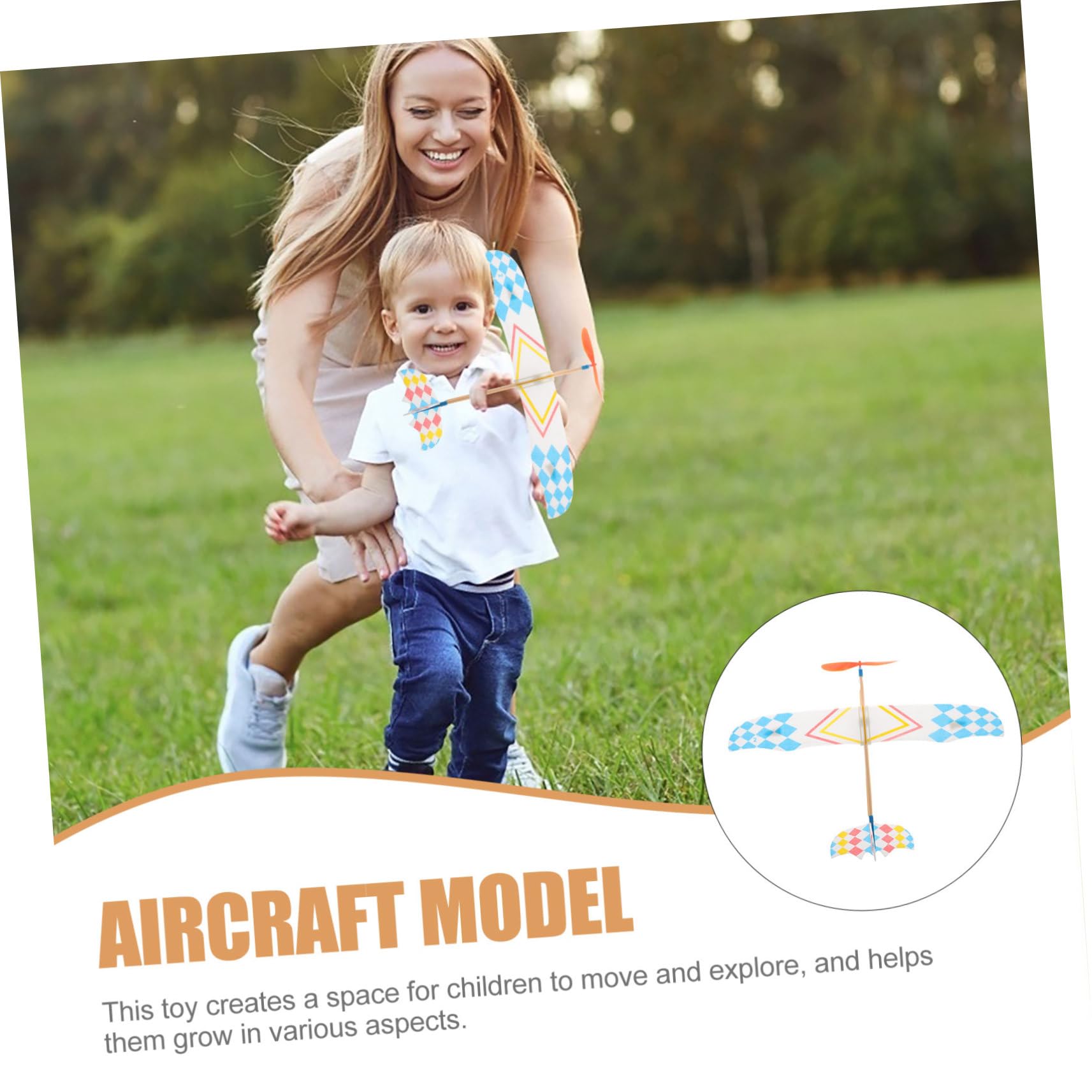 WOONEKY Modelo de Avión Biplano de Madera y Plástico 10 Piezas