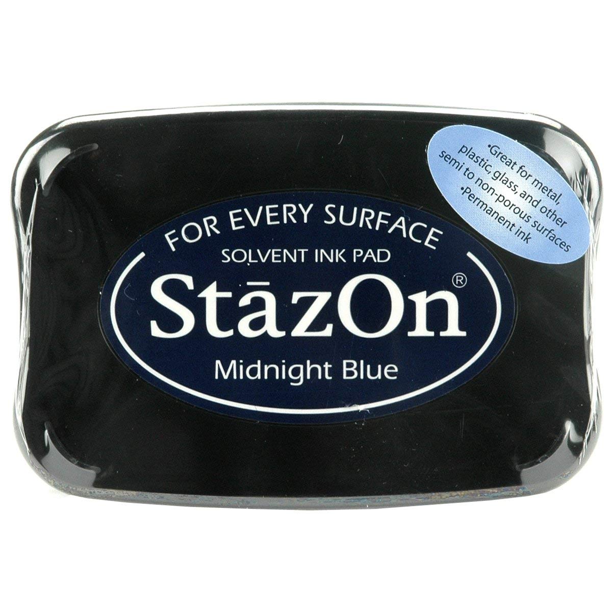 Imagine Crafts StazOn Solvent Ink Pad – Midnight Blue, Stempelkissen Für Nicht-poröse Oberflächen Wie Glas, Metall, Leder