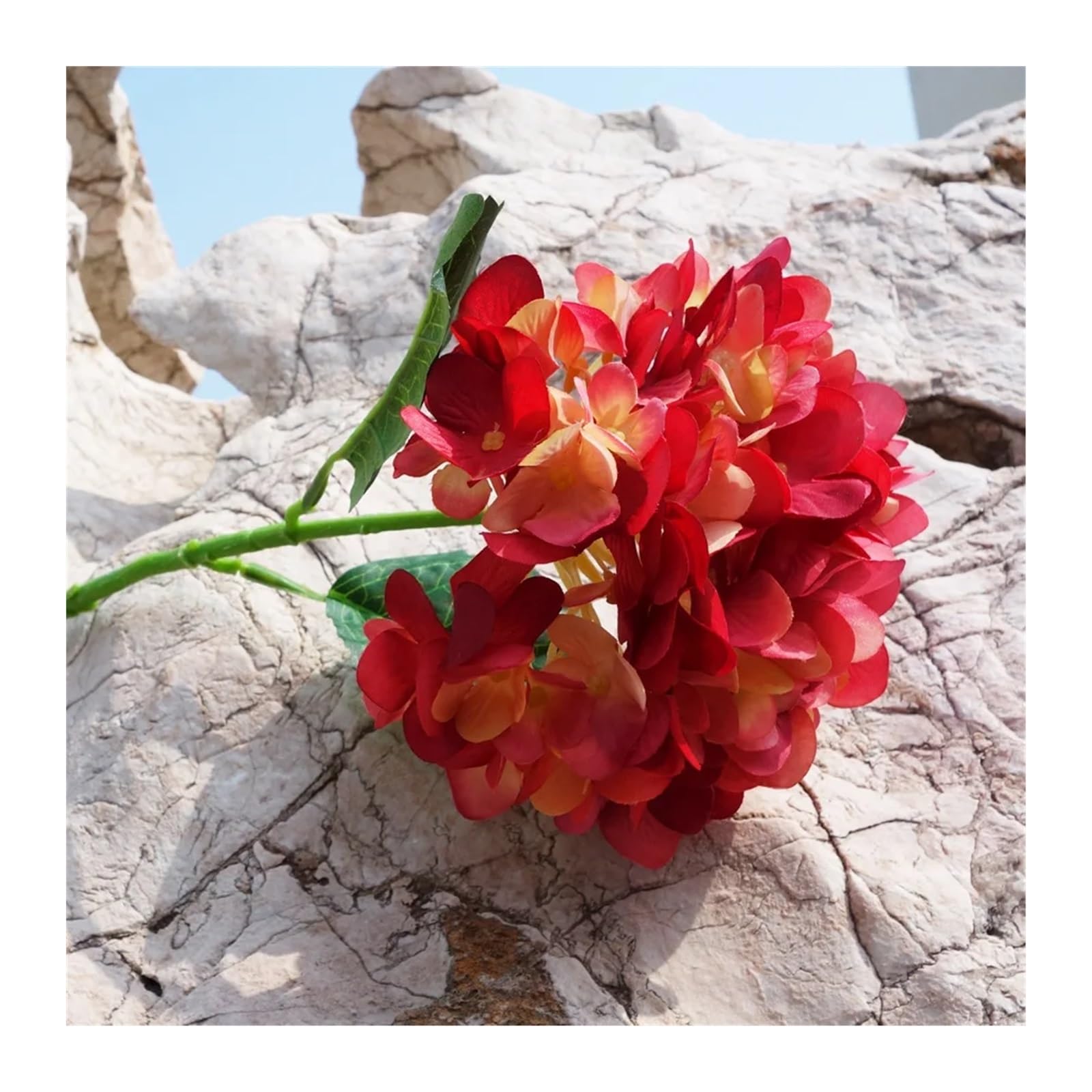 Grandes fleurs artificielles d'hortensia de qualité supérieure avec vase inclus