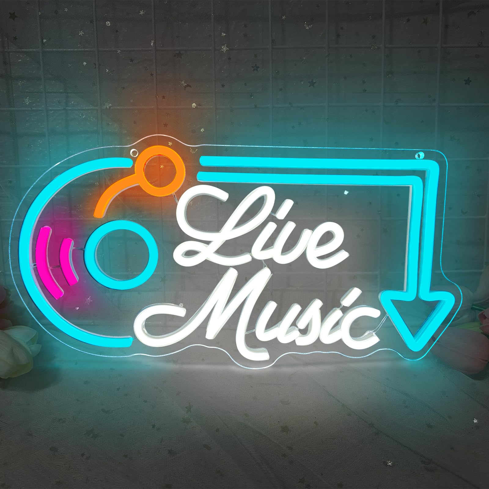 Live Music Neon Sign Dimmable LED Neon Light Signs for Wall Decor