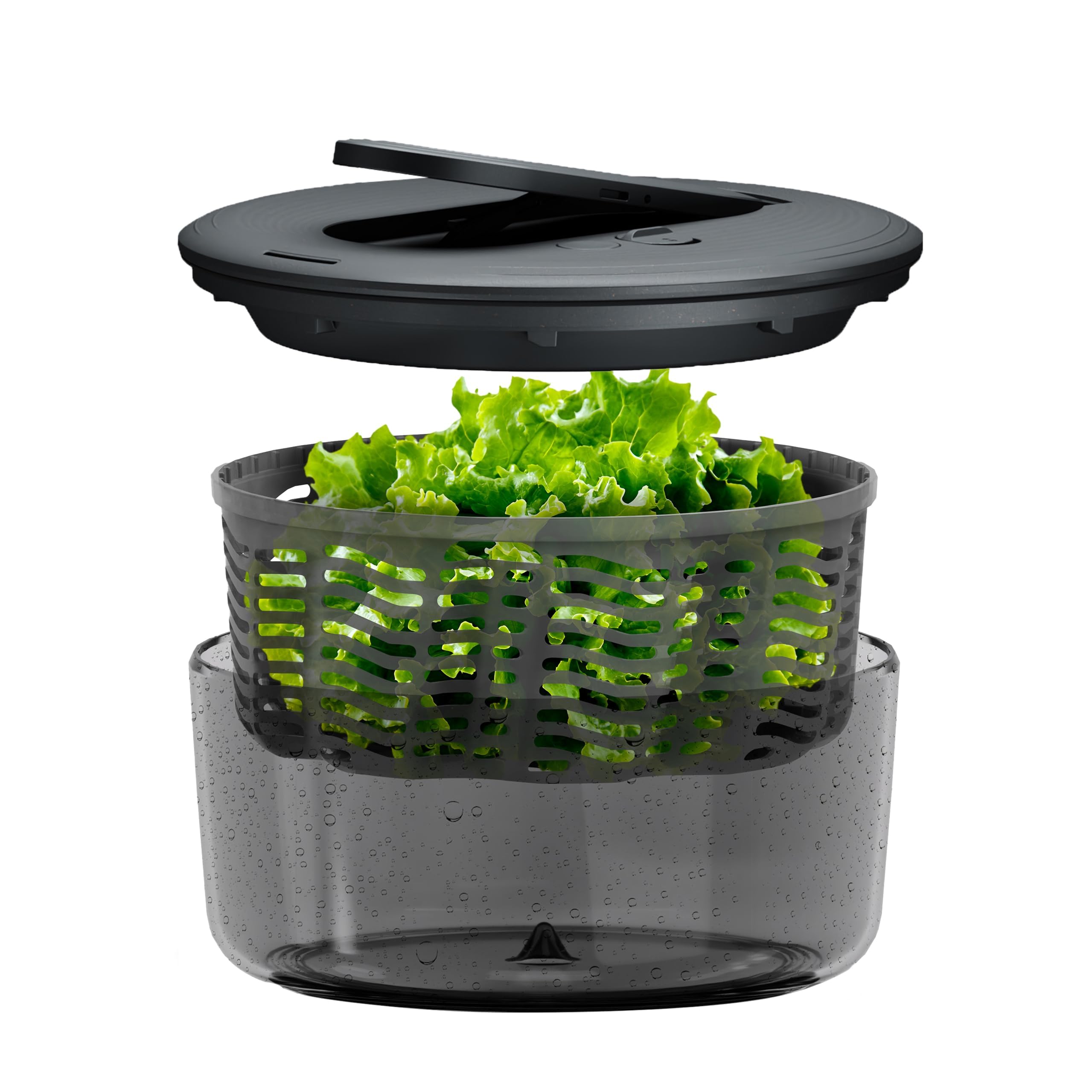 Zyliss Swift Dry Salatschleuder Klein, 3.5L, Mit Deckel, Mit Seilzug, Rutschfester Boden, Servierschüssel, AquaVent™-Technologie, Stopptaste, leicht zu reinigen, Spülmaschinengeeignet